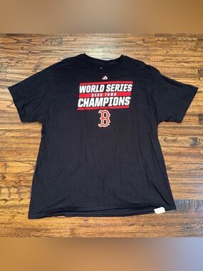 Majestic Boston Red Sox Black T-Shirt 2018 World Series Signature Bean Town 2XL